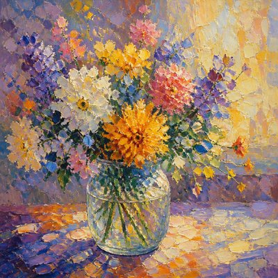 bouquet of flowers in a glass vase