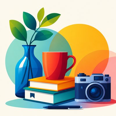 still life with everyday objects — Vector Digital Art Style