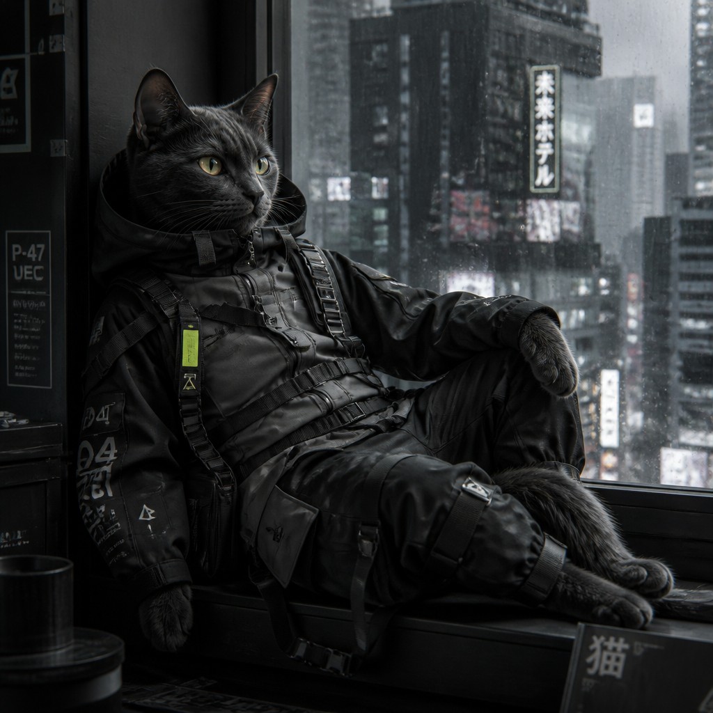 a cat lounging in a sunlit window — Techwear Fashion