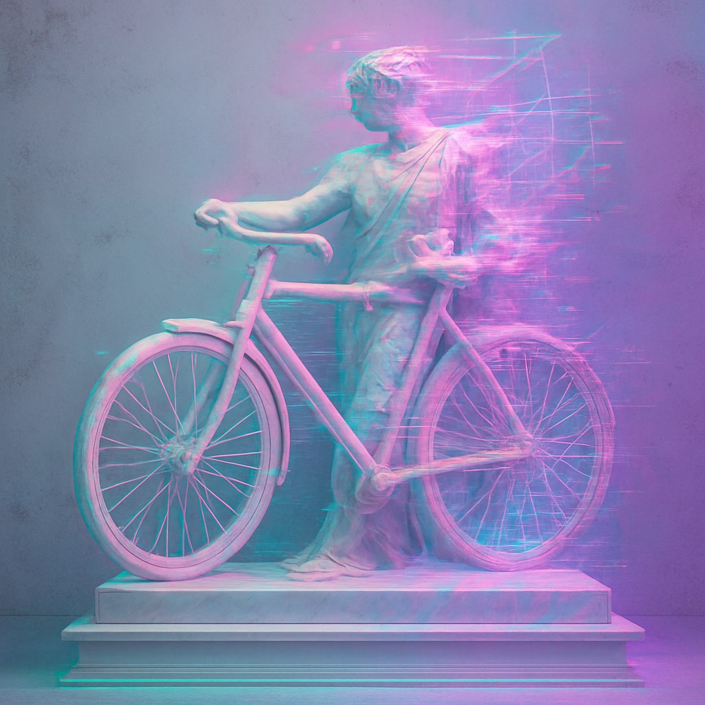 bicyle resting against a wall