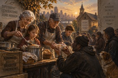 Grandparents and grandchildren serving together