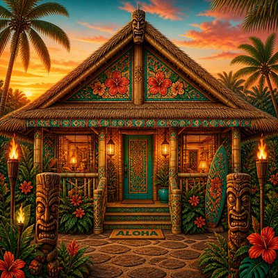 house with front view — Tiki Aesthetic