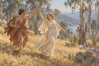 Orpheus and Eurydice dance in the forest