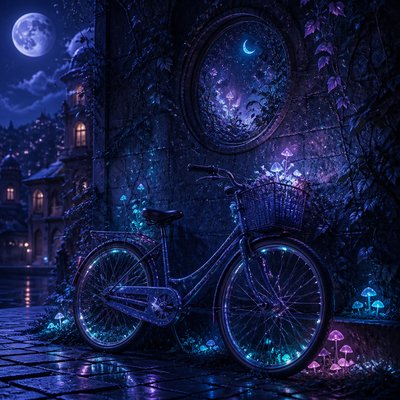 bicyle resting against a wall