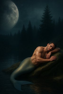 a man is laying on a rock in the water