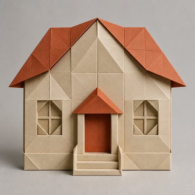 house with front view — Origami Art Style