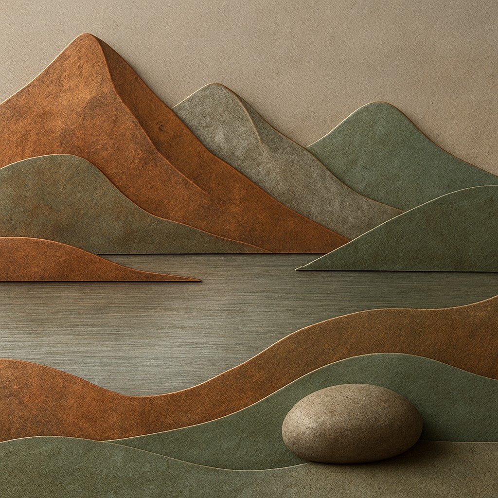 serene landscape with mountains and water