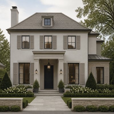 house with front view — Transitional Interior Design