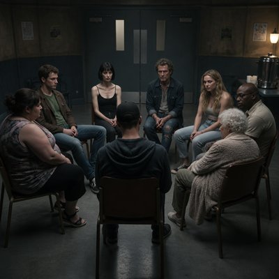 J’aimerais faire un roman psychologique sur des phénomènes psychologiques invente-moi 8 personne différent, certains beau, d’autres vraiment moche, et on verra bien ce que tu proposes je veux qu’on tirer la devanture d’un roman donc on va dire qu’ils sont assis en cercle comme des alcooliques anonymes
Je veux des profils diversifiés vraiment genre ça sert à rien de me mettre quatre dépressif quoi qu’on on voit pas leur tête