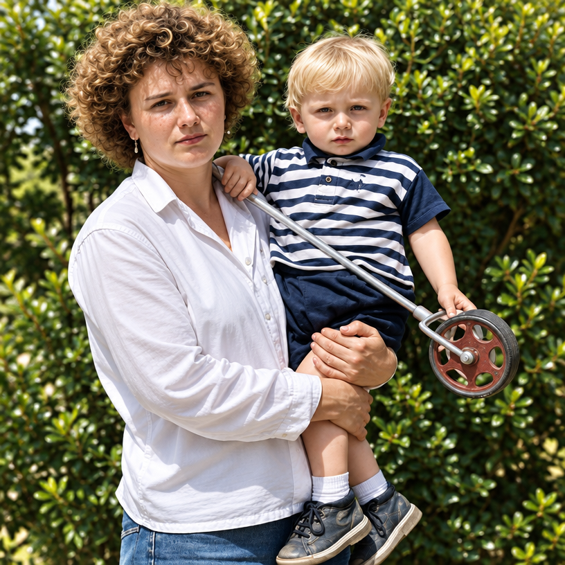 a woman holding a young boy in her arms