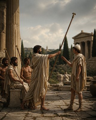 a group of men standing next to each other in front of a building