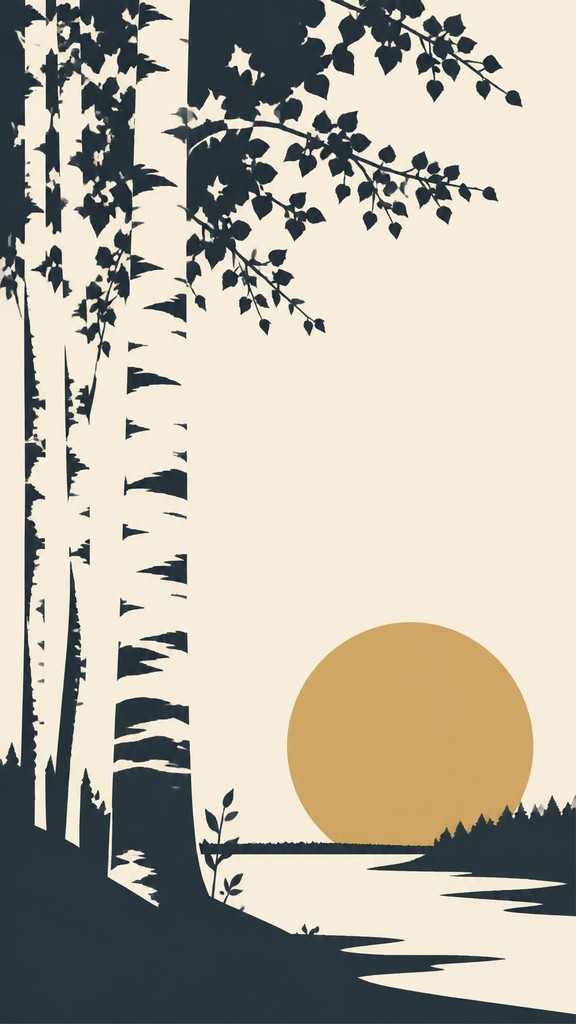 a serene birch forest in soft morning light, no people, no text