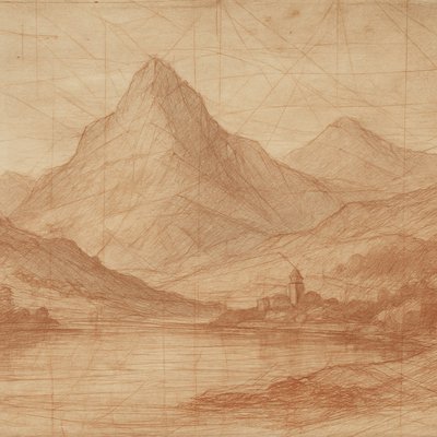 serene landscape with mountains and water