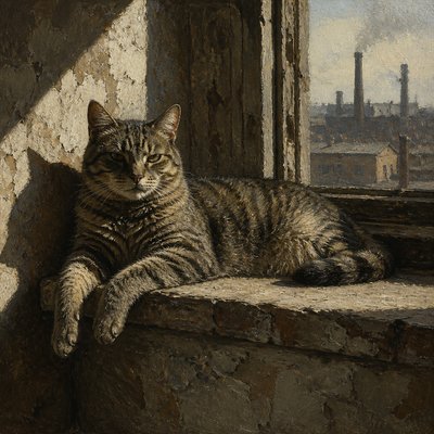 a cat lounging in a sunlit window