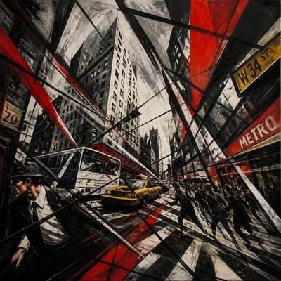 urban street with city activity — Tension Art Style