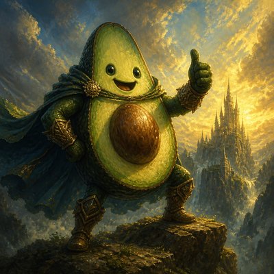 a happy avocado character giving a thumbs up, bold readable design on a plain background, no text