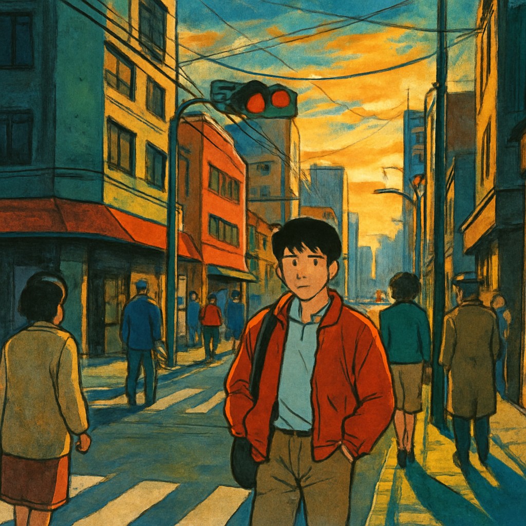 urban street with city activity