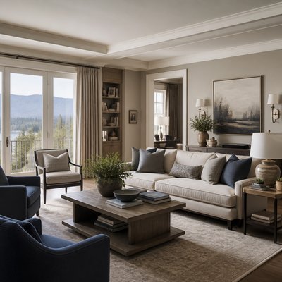 wide landscape with natural scenery — Transitional Interior Design