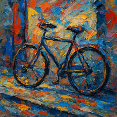 bicyle resting against a wall