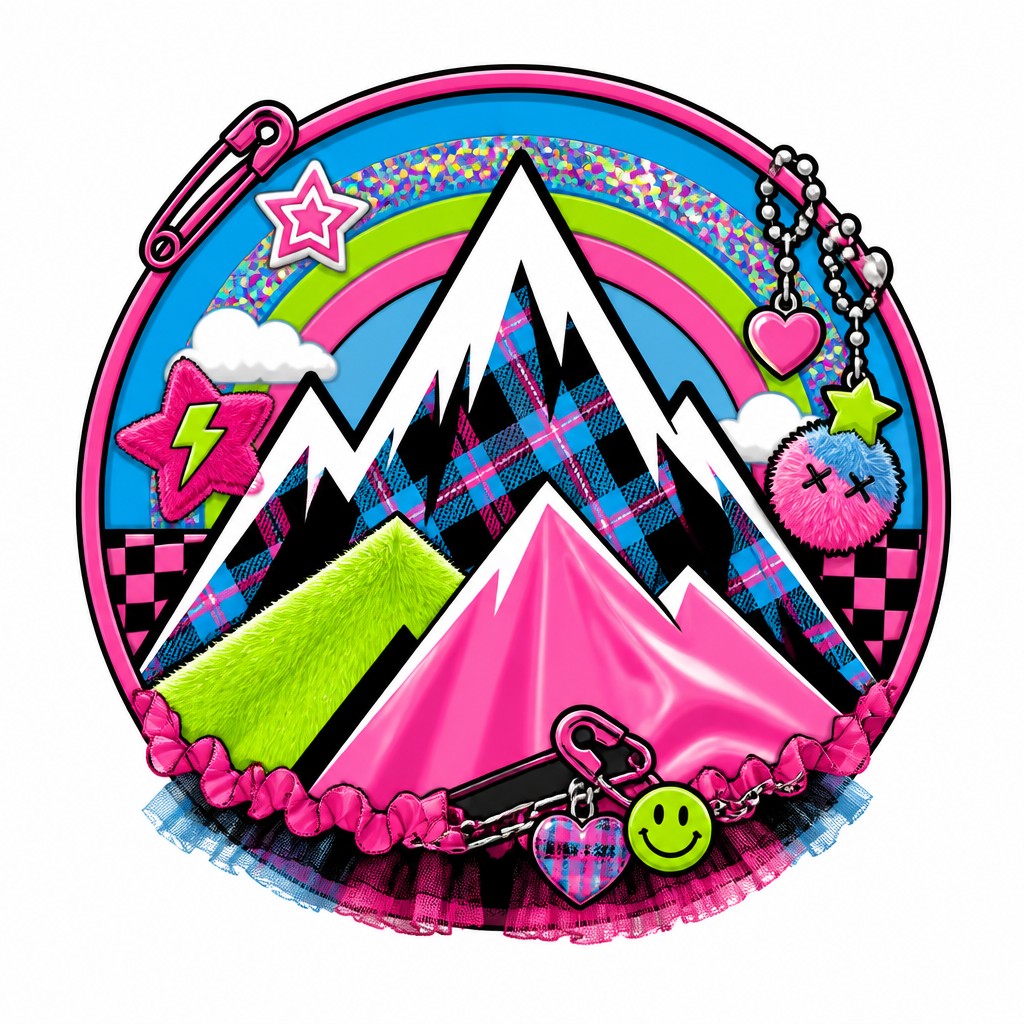an emblem of a mountain peak inside a circle, simple bold shapes on a plain background, no text or lettering
