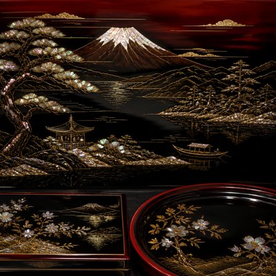 wide landscape with natural scenery — Lacquer Art Style