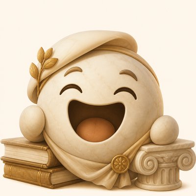 an exaggerated laughing face of an original round mascot character, bold and readable at small size, plain background, no text