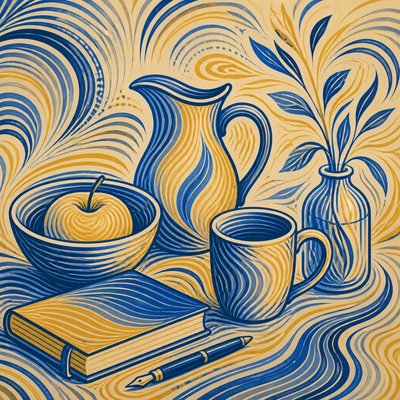 still life with everyday objects — Visual Rhythm Art Style