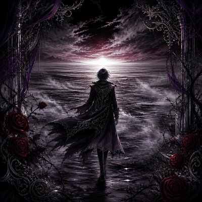 a solitary figure walking toward a glowing horizon across an empty plain, moody atmosphere, no text or lettering
