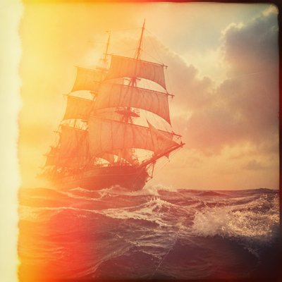sailing ship on a stormy sea