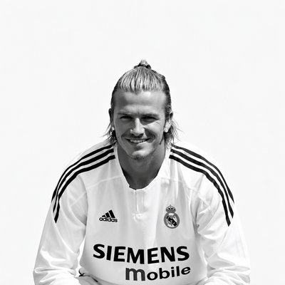 a black and white photo of a soccer player