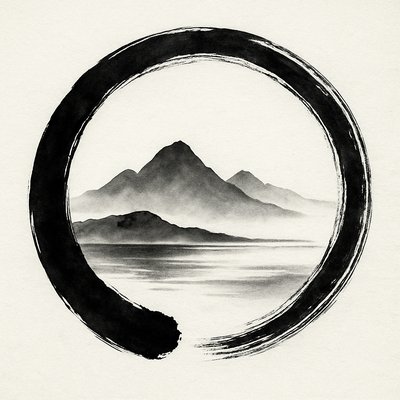 serene landscape with mountains and water