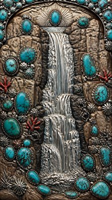 towering waterfall cascading down a cliff
