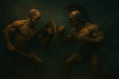 a couple of men standing next to each other