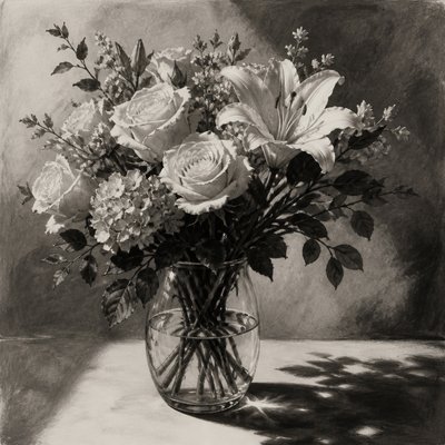 bouquet of flowers in a glass vase