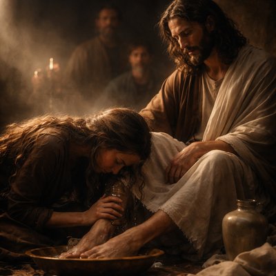 And he turned to the woman, and said unto Simon, Seest thou this woman? I entered into thine house, thou gavest me no water for my feet: but she hath washed my feet with tears, and wiped them with the hairs of her head.
Luke 7:44 (KJV)