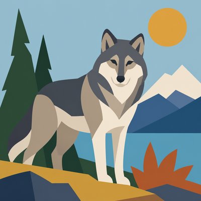 animal standing in natural pose — Flat Shape Art Style