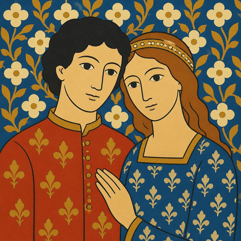 portrait of two people together — Flatness Art Style