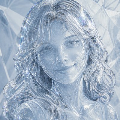 head-and-shoulders portrait of an original character: a young woman with wavy chestnut hair and a warm smile, plain soft backdrop