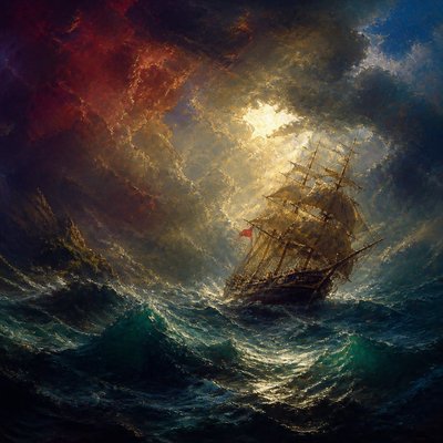sailing ship on a stormy sea