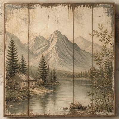 serene landscape with mountains and water