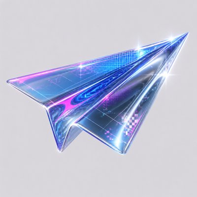 a paper plane, clean minimal composition on a plain background, no text
