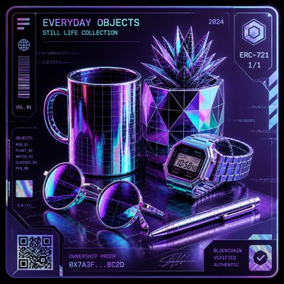 still life with everyday objects — Crypto Art Style