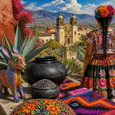 wide landscape with natural scenery — Oaxaca Art Style