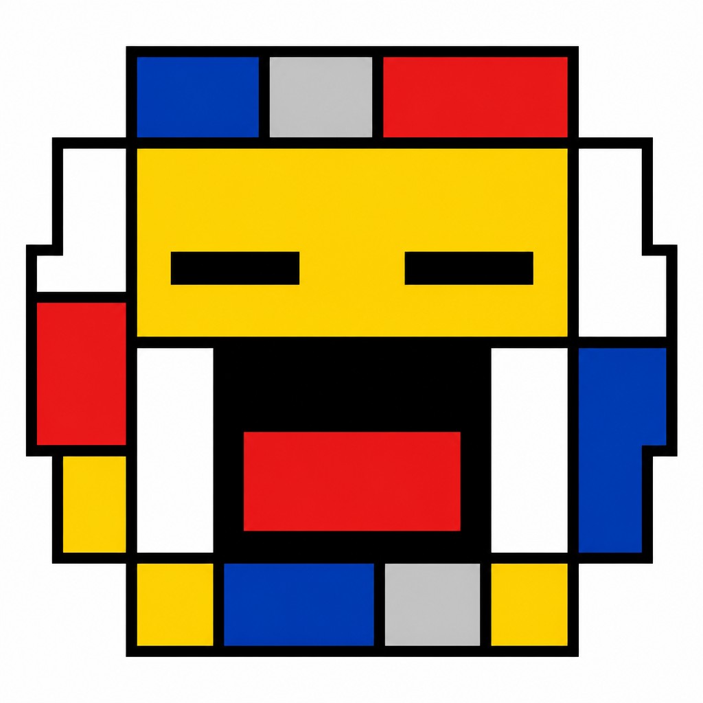 an exaggerated laughing face of an original round mascot character, bold and readable at small size, plain background, no text