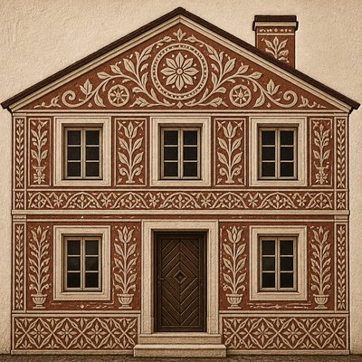 house with front view — Sgraffito Art Style