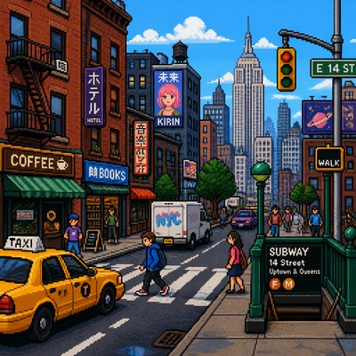 urban street with city activity