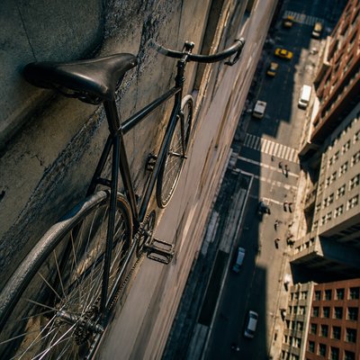 bicyle resting against a wall — Viewpoint Art Style