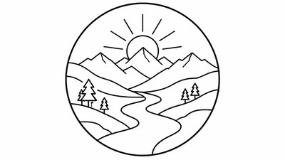 a vast valley with a river winding toward distant mountains at sunrise, no people, no text
