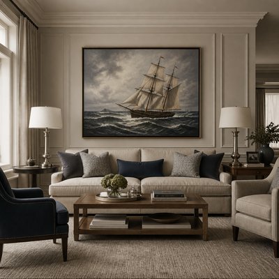sailing ship on a stormy sea