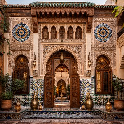 house with front view — Moroccan Art Style